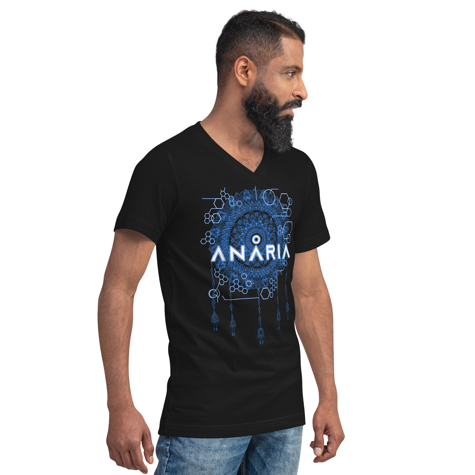 Blue Mandala Unisex V-Neck - Image 2